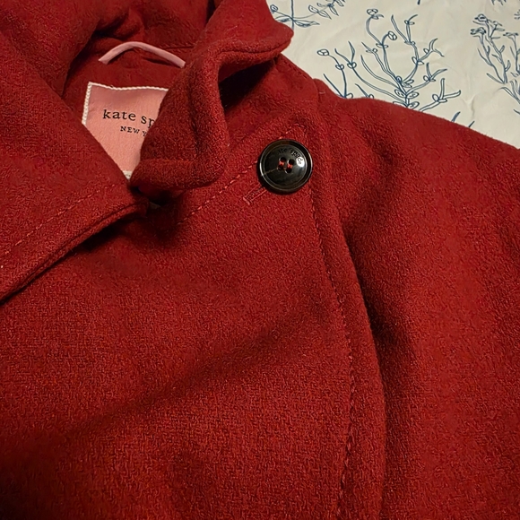 Beautiful Red NWT Kate Spade New York Wool Blend Pea Coat Belted Wrap Size XL - Picture 15 of 16